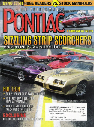 HIGH PERFORMANCE PONTIAC 2003 DEC - LS6 FORMULA, GP 300 GPX, G/A GT, BRAKES